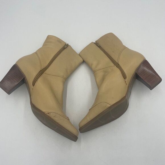Artiva Cora Beige Leather Heel Ankle Boots Western - Picture 8 of 10